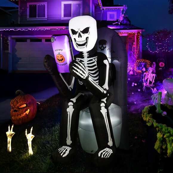 ⚡Halloween Inflatable Outdoor Decoration Skeleton & Tombstone Holiday Party - Picture 1 of 9